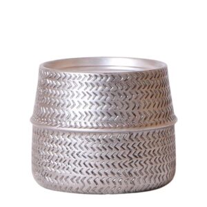 Kolibri Home | Groove bloempot - Zilveren keramieken sierpot - Ø12cm
