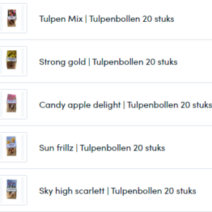 Verschillende zakjes tulpenbollen