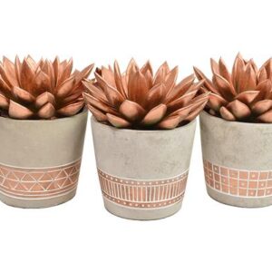 Echeveria Coloured Bronze in Cement Copper Ceramics - 3 stuks - Ø10,5cm - ↕15cm