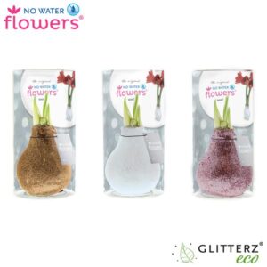 No Water Flowers Glitterz Charm Mix in Koker - 3 stuks - Ø7 cm - ↕15 cm