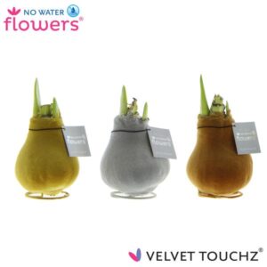 No Water Flowers Velvet Touchz Metallic Mix - 3 stuks - Ø7 cm - ↕15 cm