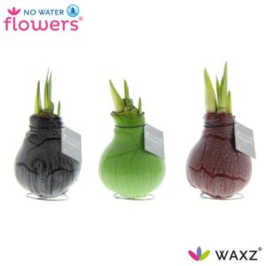 No Water Flowers Waxz Marble - 3 stuks - Ø7 cm - ↕15 cm