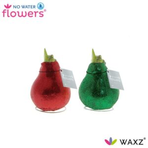 No Water Flowers Glitterz Mix Traditional Rood / Groen - 2 stuks - ↕15cm