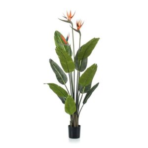 Strelitzia met bloemen - 120cm - In zwarte pot - Kunstplant - ARTIFICIAL