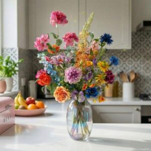 Kunstbloemen boeket - Summer Garden Deluxe - Real Touch - 19 stelen - ↑ 100 cm - Zijden bloemen
