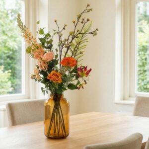 Kunstbloemen boeket - Amber Peach Deluxe - Real Touch - 12 stelen - ↑ 105 cm