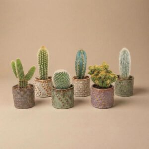 Cactus Set van 6 in Keramische Mini Potjes Madrid - ↑ 8–12 cm